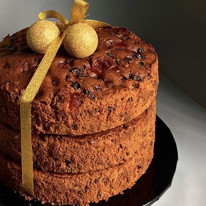 loaded traditional christmas fruitcake.