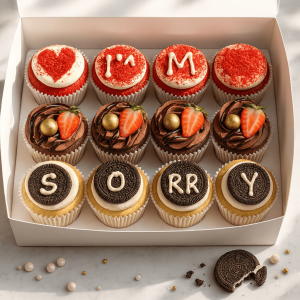 “i’m sorry” cupcake box