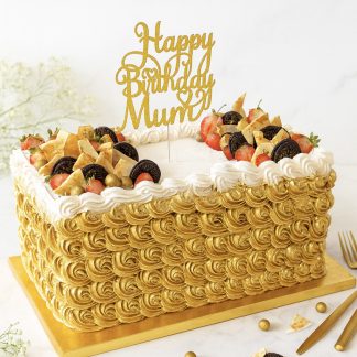 16” by 8” ‘assembly-size’ golden celebration cake