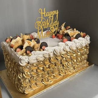 16” by 8” ‘assembly-size’ golden celebration cake