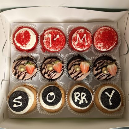 “i’m sorry” cupcake box