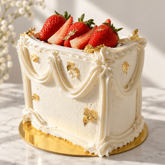 Bere Vanilla Strawberry bento cake topped with fresh strawberries