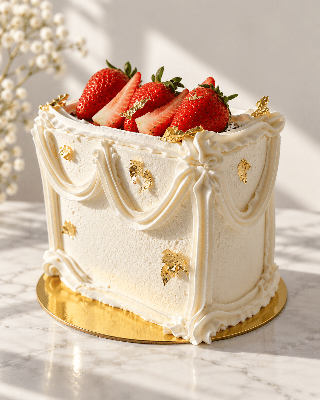 Bere Vanilla Strawberry bento cake topped with fresh strawberries